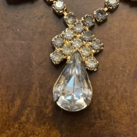 Vintage tear drop champaign  crystal necklace - Picture 8 of 10